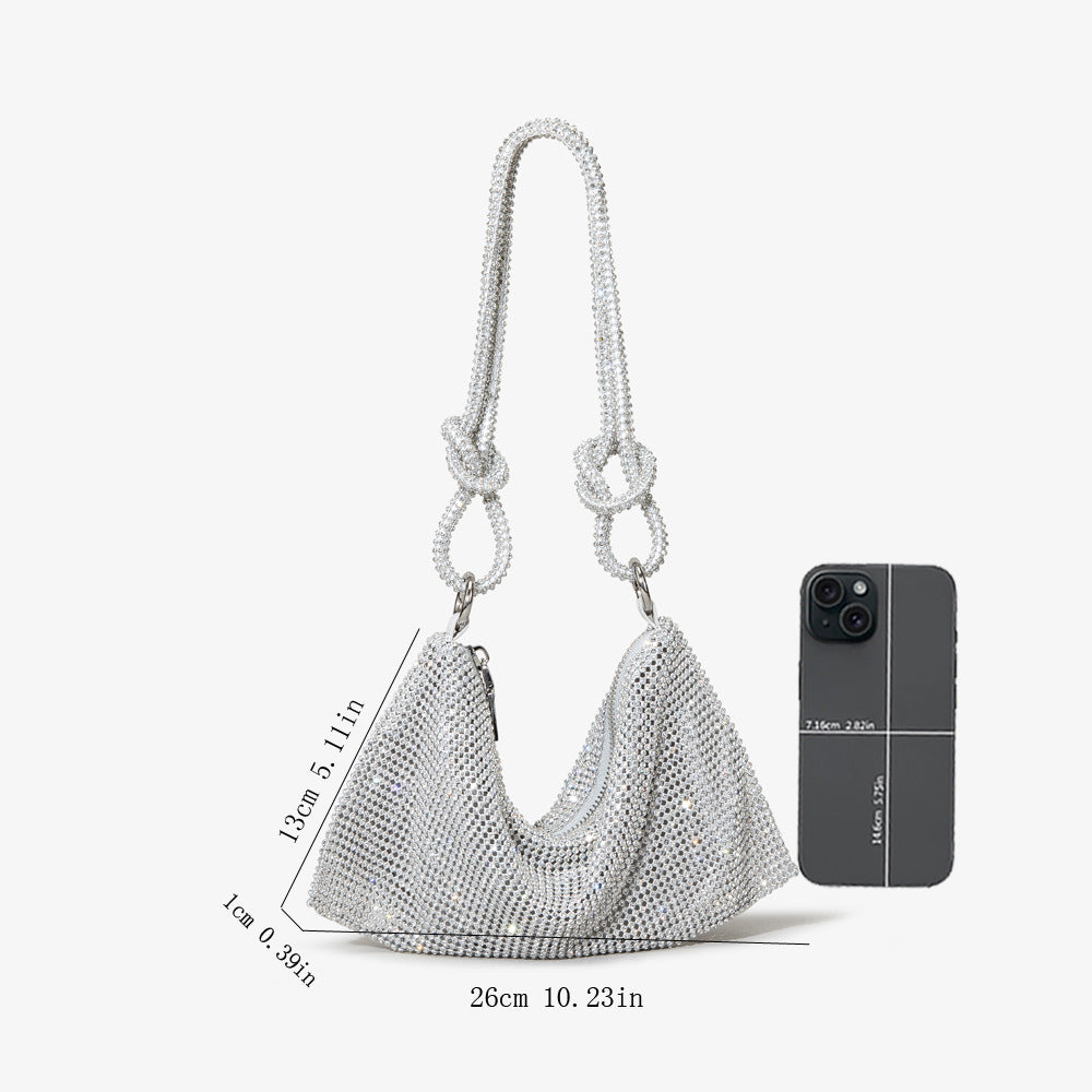 Women's Rhinestone Underarm Diamond Full Pink Clutch Handbags