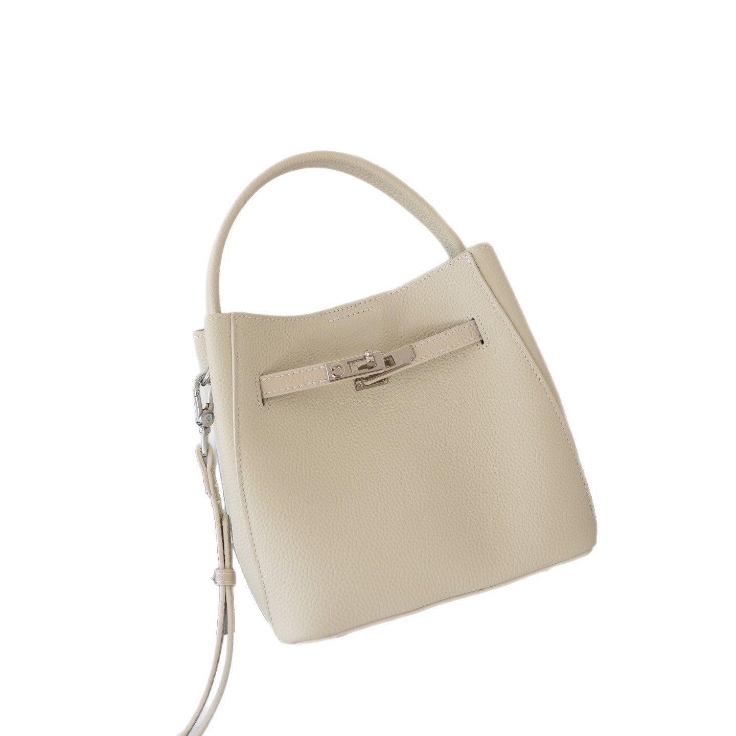 Women's First Layer Cowhide Vegetable Basket Lychee Pattern Underarm Bucket Bag