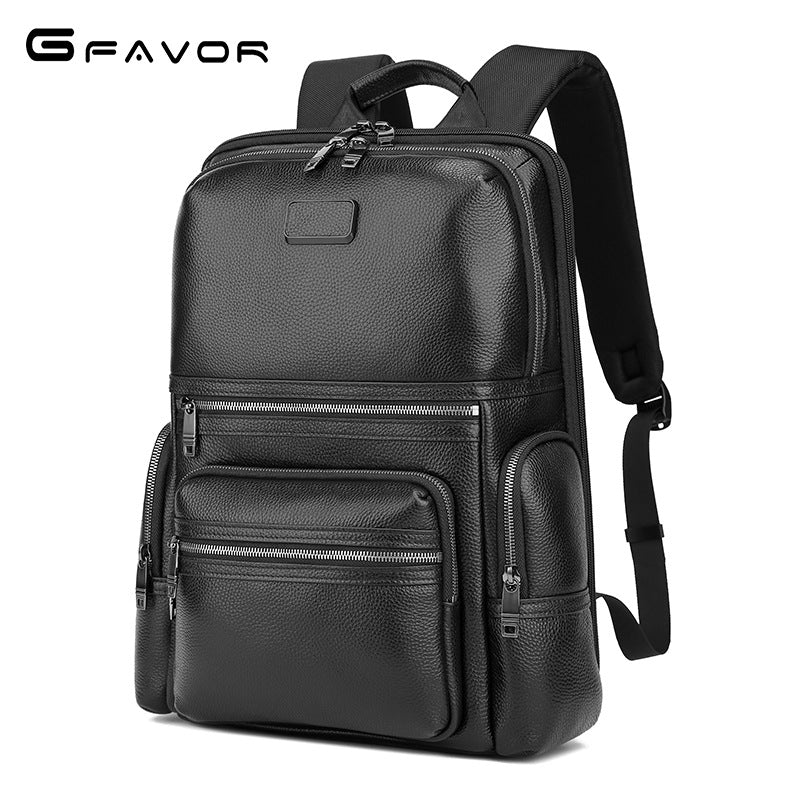 Men's Leather Independent Computer Warehouse Portable Fixed Business Backpack