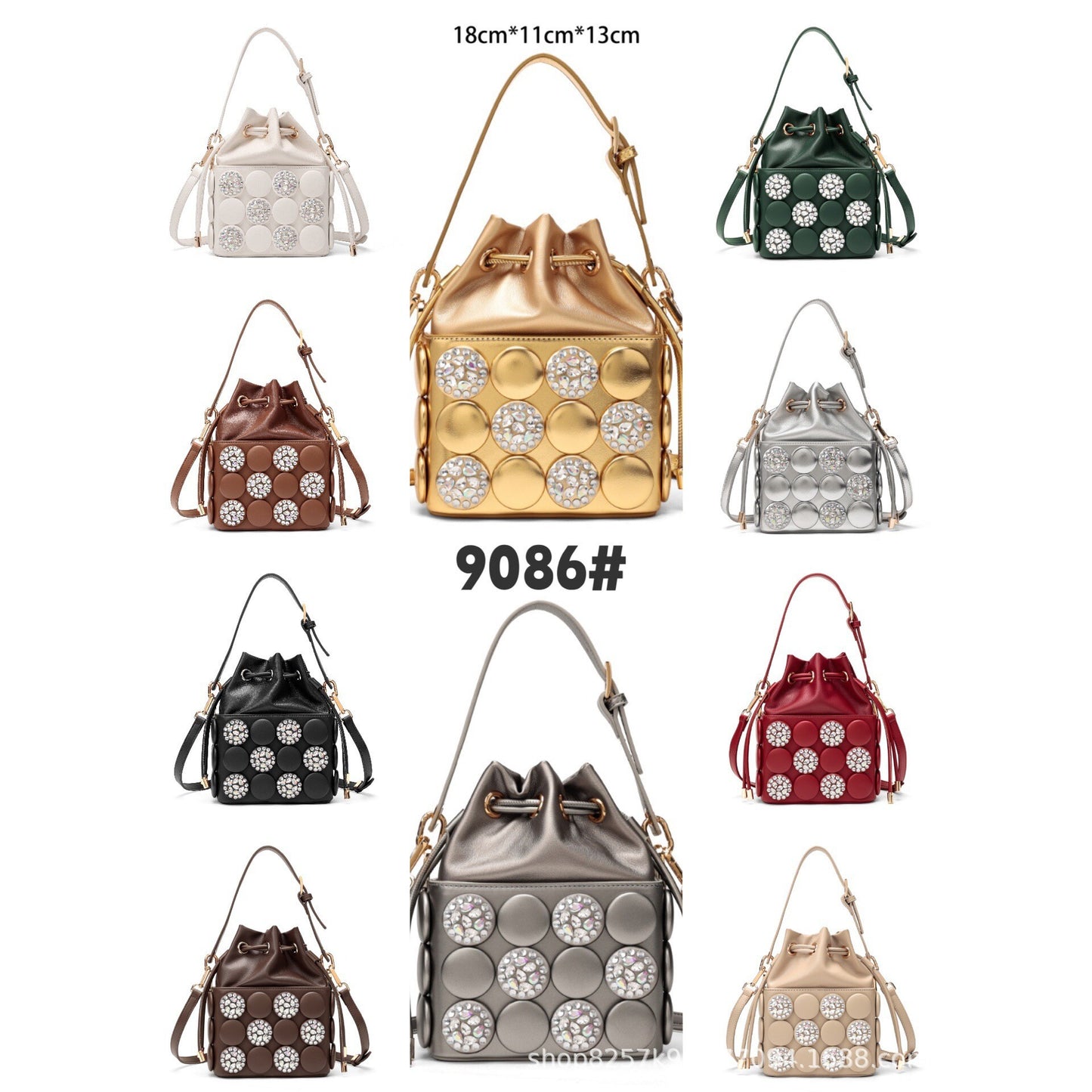 Women's Round Diamond Studded Hand Button Personalized Women's Shoulder Bag