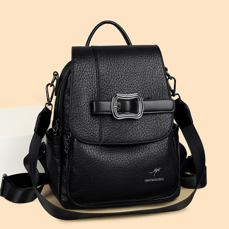 Women's Trendy Texture Soft Leather Korean Fashionable Backpacks