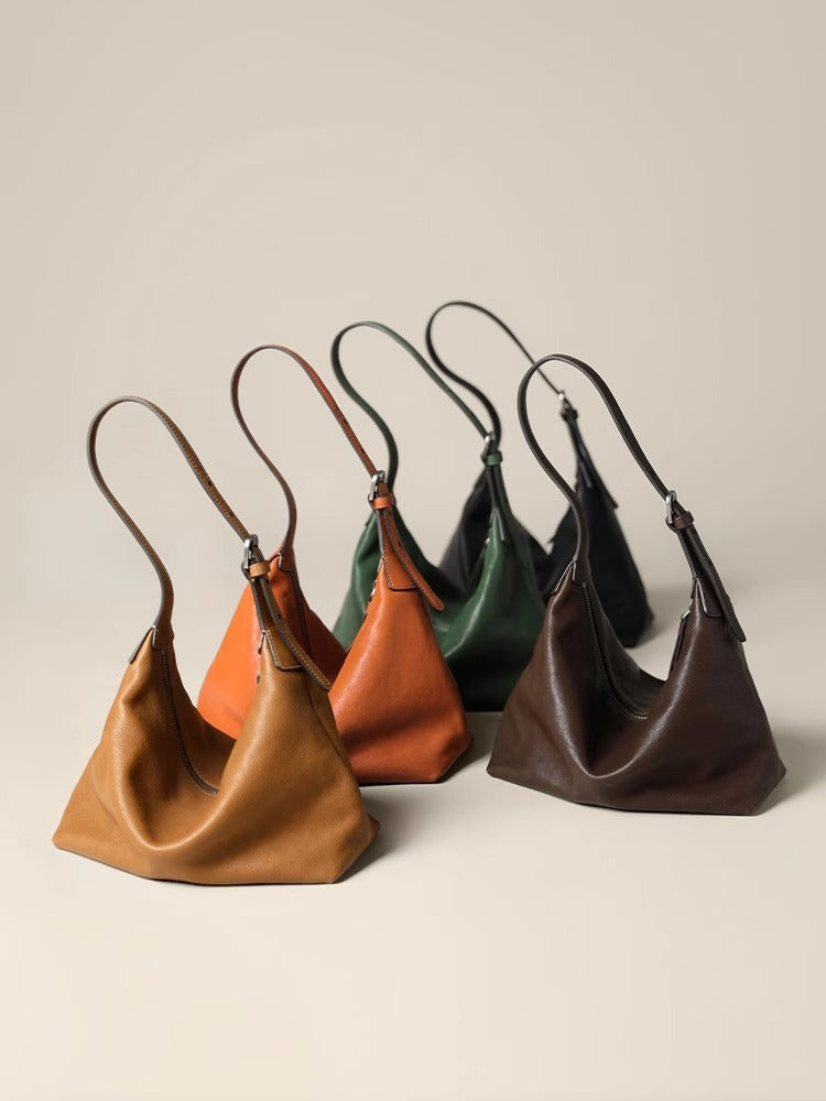 Women's Vegetable Tanning Leather Underarm Classic Simple Commuter Genuine Bags