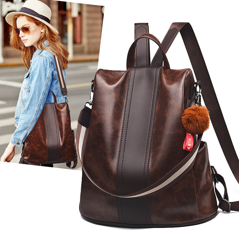 Women's Fashion Soft Leather Commuter Large Capacity Women's Backpack