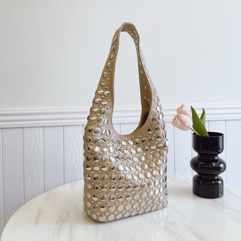 About Posture Leisure Cool Personality Dot Rivet Women's Shoulder Bag