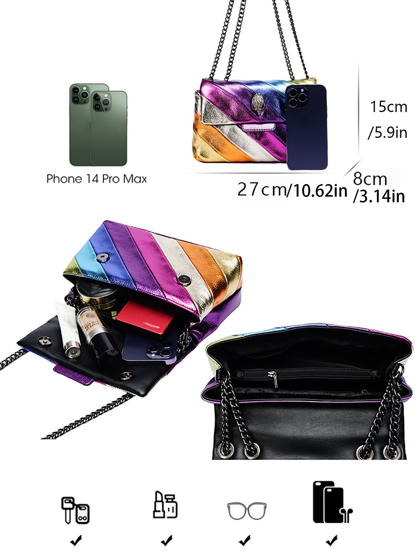 Women's Rainbow Chain Eagle Head Lion Ridge Bags