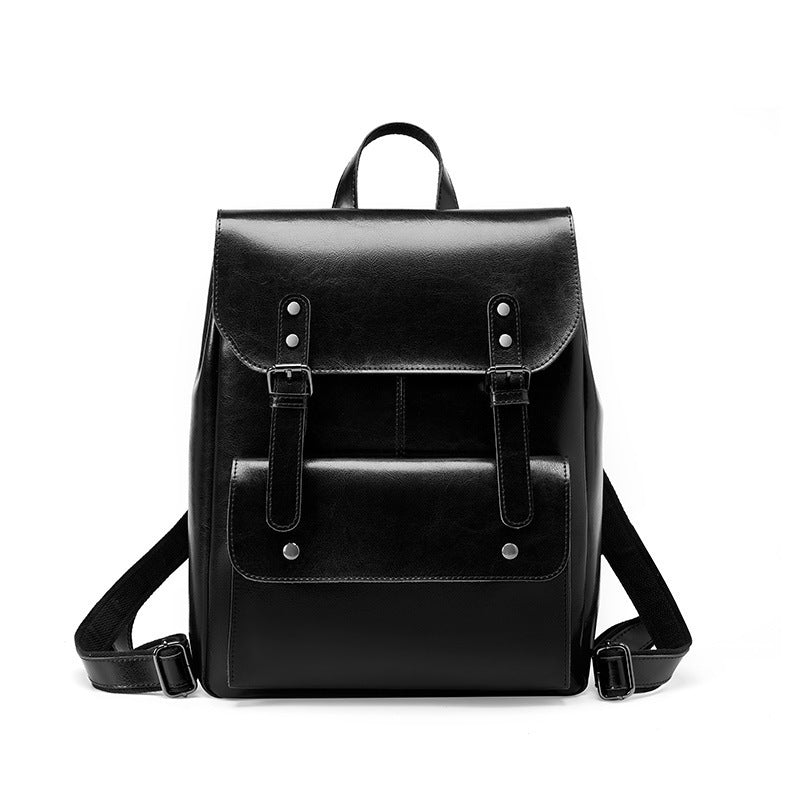 Women's Leather Cowhide Computer College Style Large Capacity Women's Backpack