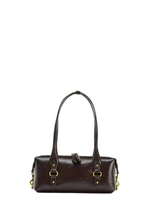 Women's Autumn Fashion Cracked Effect Metal Detail Shoulder Bags