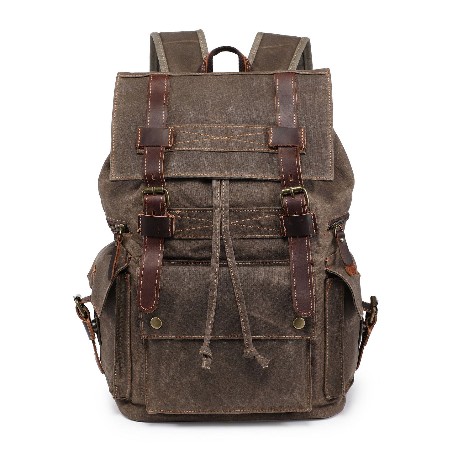 Women's & Men's American Retro Beeswax Canvas Computer Crazy Horse Genuine Leather Bags
