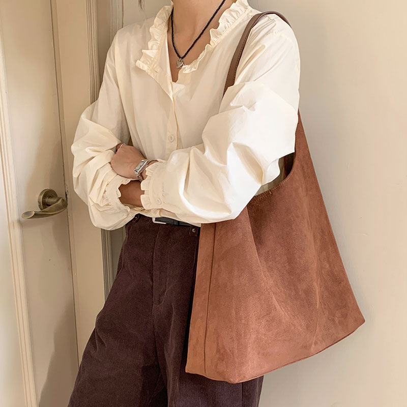 Women's Retro Leisure Commute Large Capacity Suede Bags