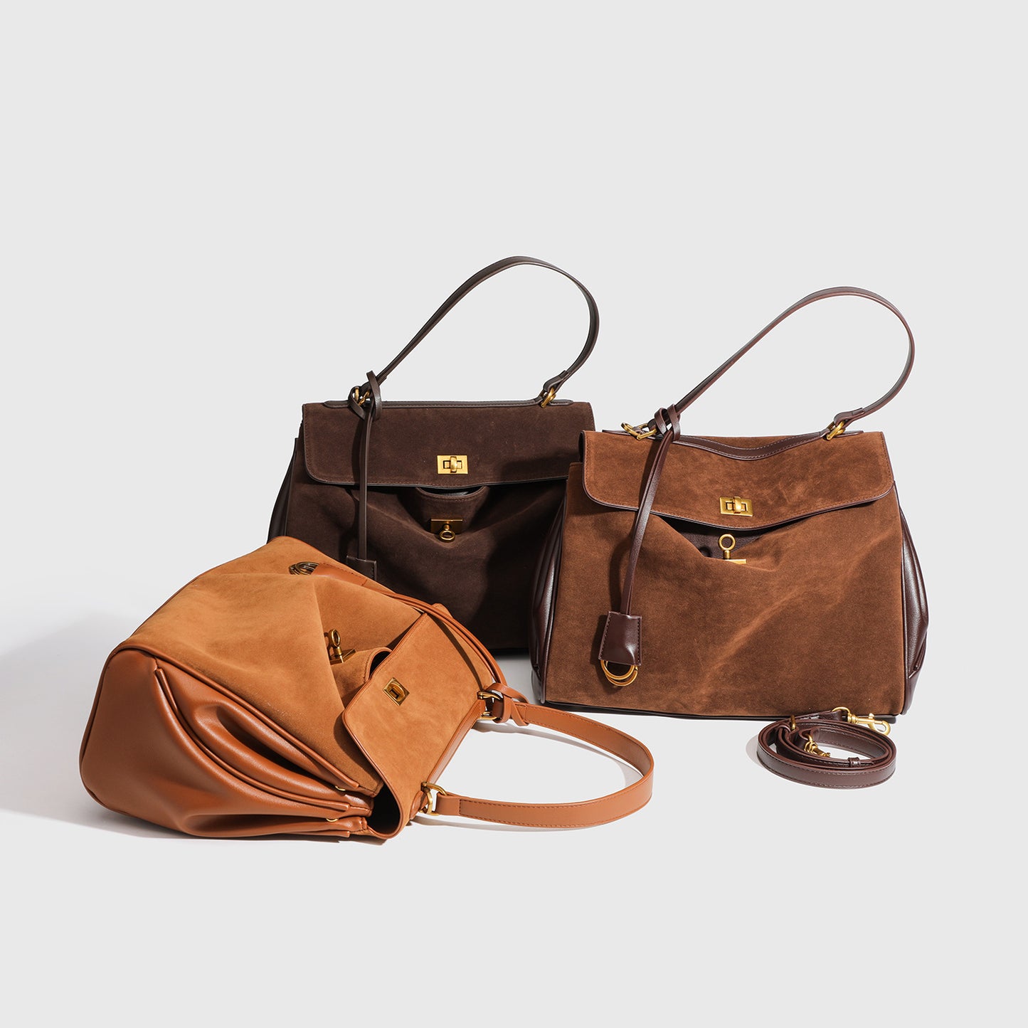 Women's Genuine Leather Deerskin Veet Large Capacity Underarm Matte Tote Bag