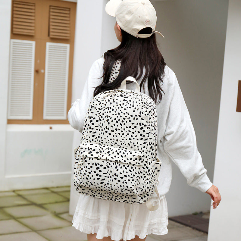 Corduroy Printed Computer Blue Girlish Primary Backpacks