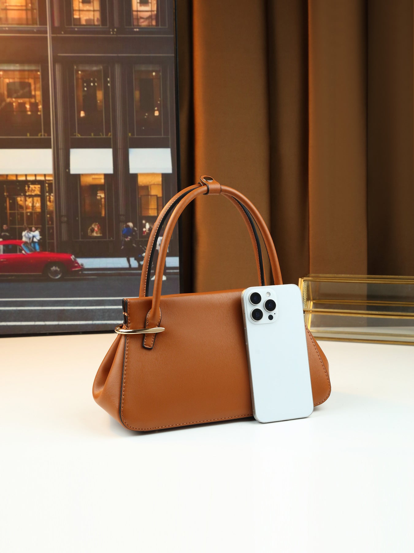 Women's Style Solid Color Pleated Portable Fashionable Women's Handbag