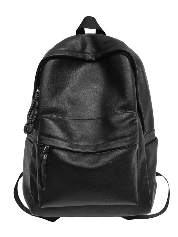 Men's Texture Solid Color Simple Daily Commuter Large Leisure Backpack