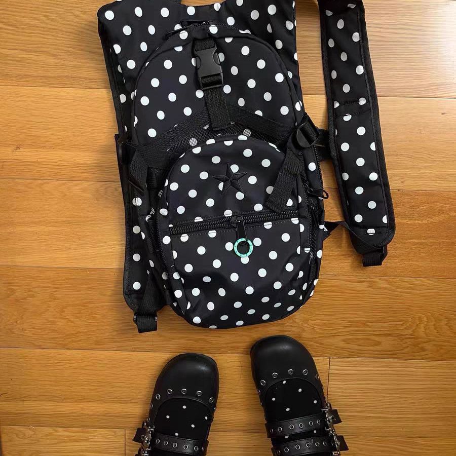 Polka Dot Large Capacity Lightweight Embroidery Patch Leisure Backpack