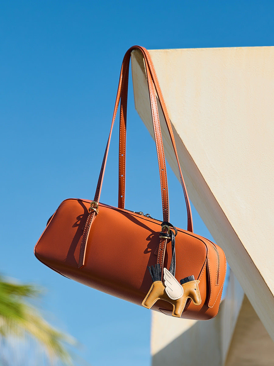 Women's Leather Underarm Retro Bowling Niche Vegetable Bags