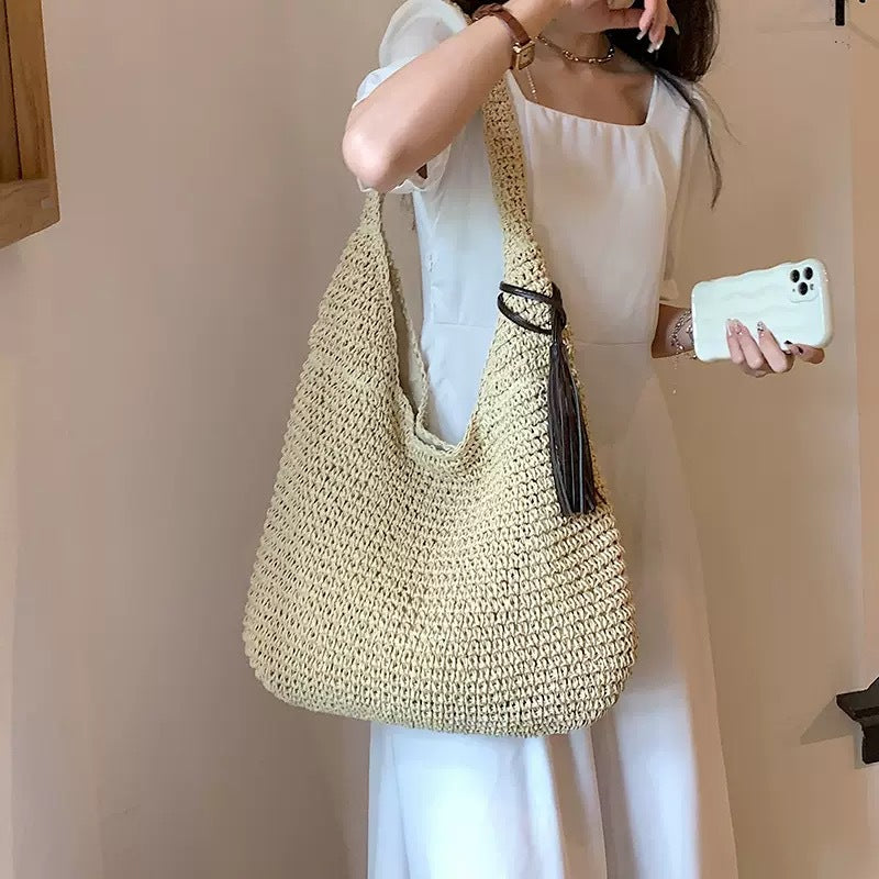 Women's Large Capacity Seaside Vacation Straw Fashion Beach Lazy Relaxed Women's Shoulder Bag