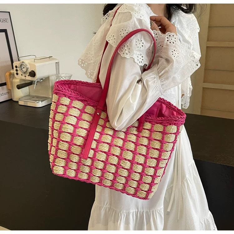 Women's Color French Portable Woven Large Capacity Women's Shoulder Bag