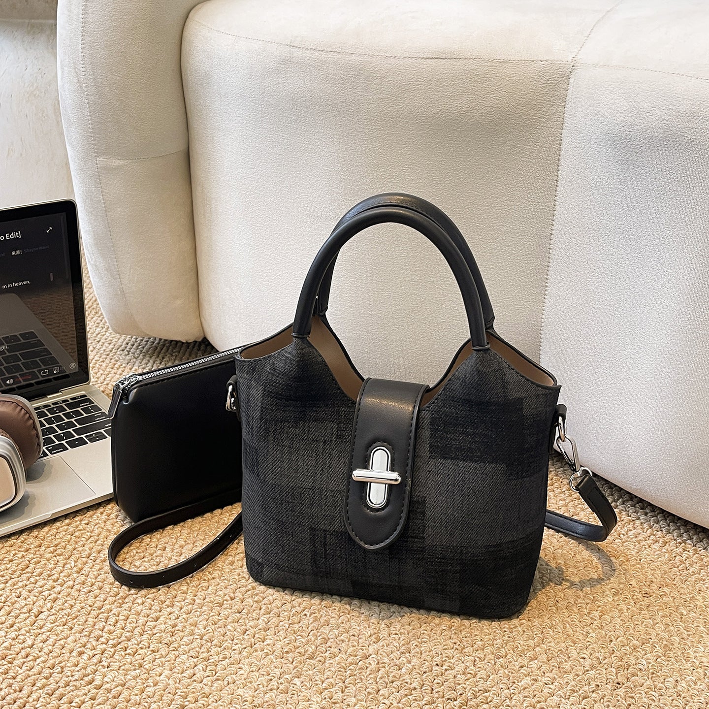 Women's Large Capacity Portable Vegetable Basket Fashion Bucket Bag