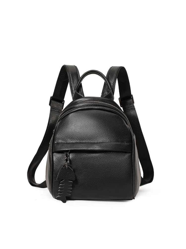 Women's Lightweight Soft Leather Simple Commuter High Sense Large Backpacks