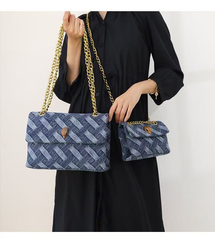 Women's Woven Denim Eagle Head Versatile Chain Underarm Bag