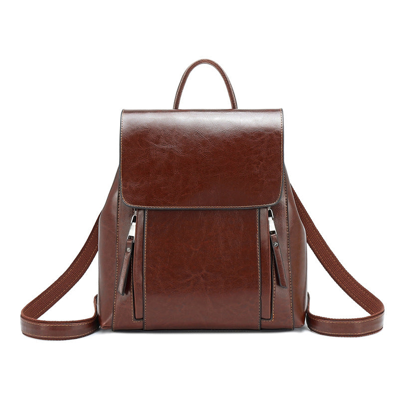 Women's Counter Leather Fashion Retro Large Capacity Backpacks