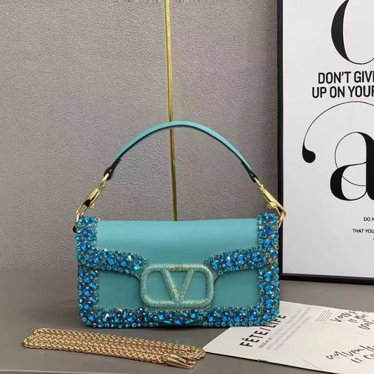Women's Retro Sequin Drill Chain Fashion Genuine Women's Messenger Bag