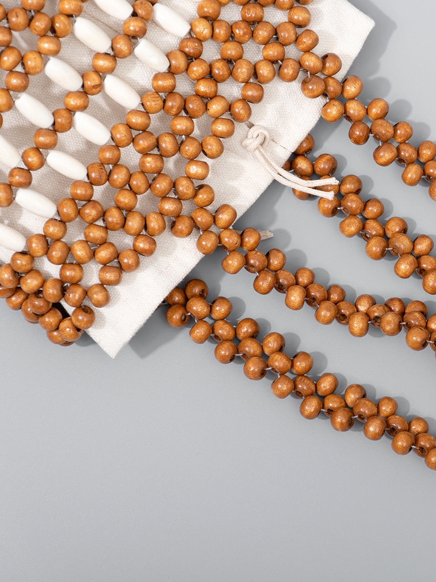 Women's With Wooden Beads Decoration Seaside Holiday Beaded Women's Handbag