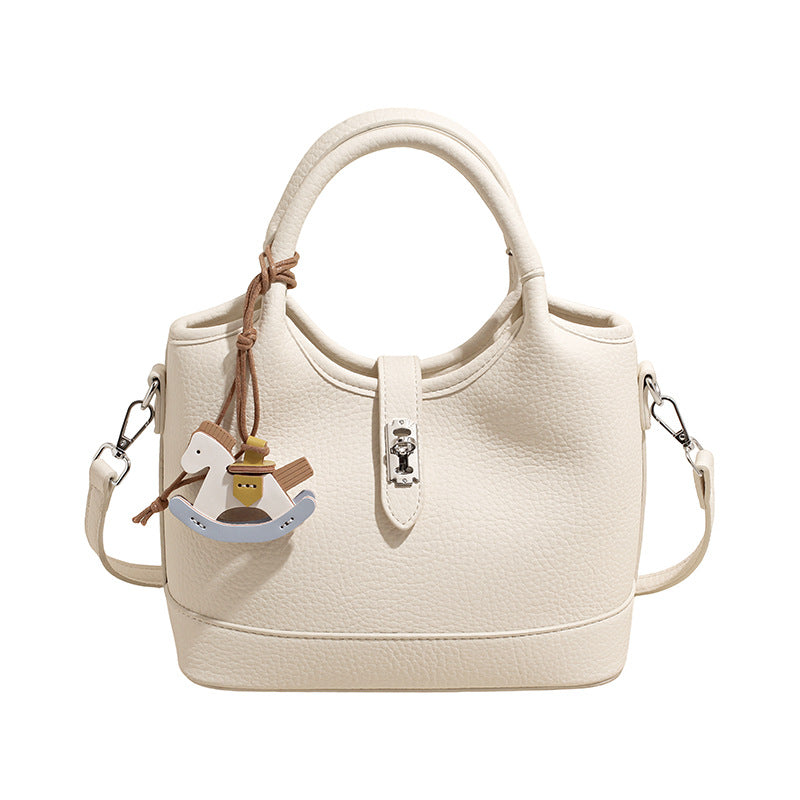 Style Trendy Litchi Pattern Textured High Commuter Bucket Bags