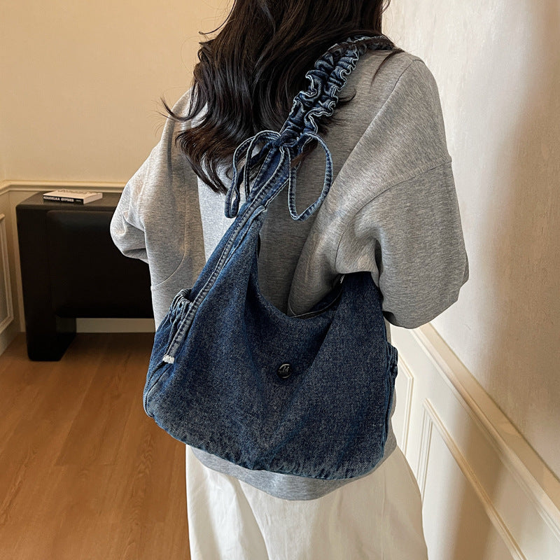 Women's Dumpling Large Capacity Lightweight Canvas Denim Bucket Bag