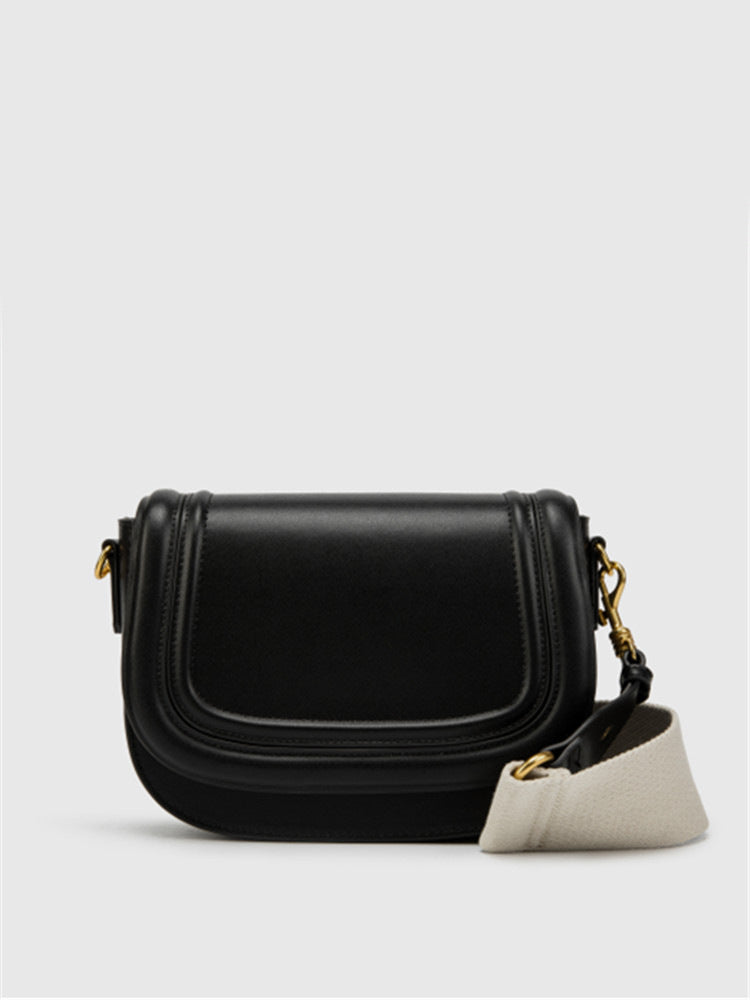 Women's Saddle Fashion Broadband Contrast Color Canvas Women's Messenger Bag