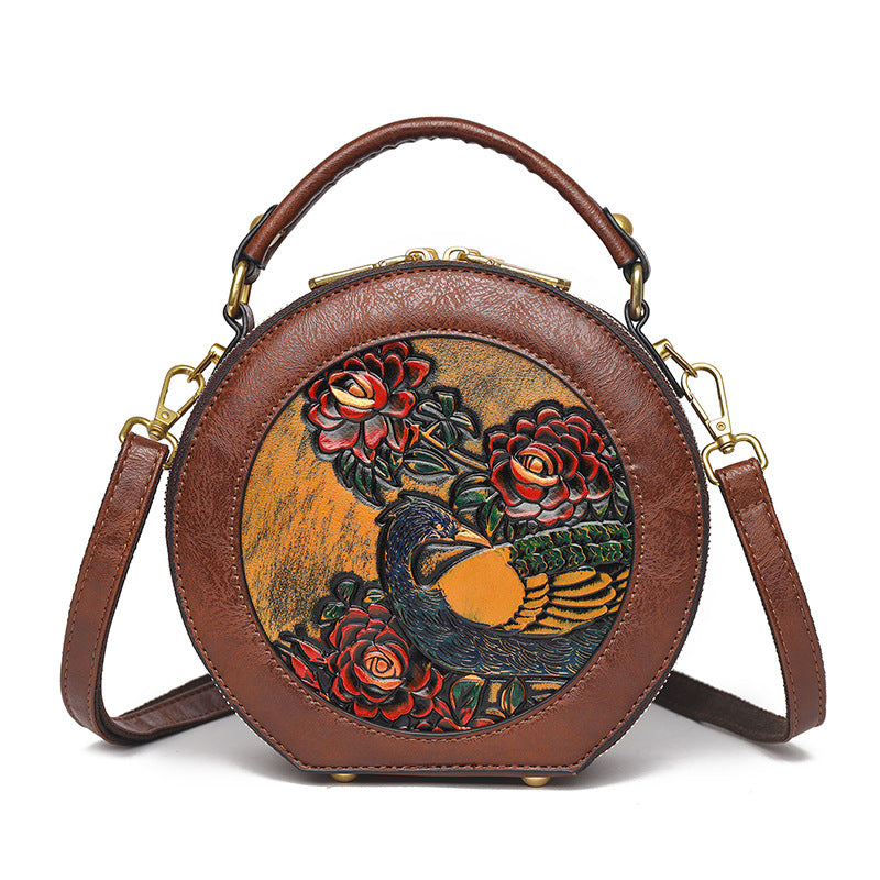 Women's Style Lotus Textured Commuter Clutch National Embossed Women's Shoulder Bag