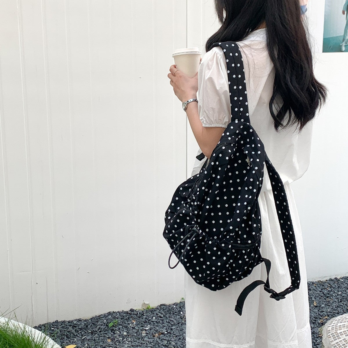 Lightweight Artistic Polka Dot For University Style Drawstring Leisure Backpack