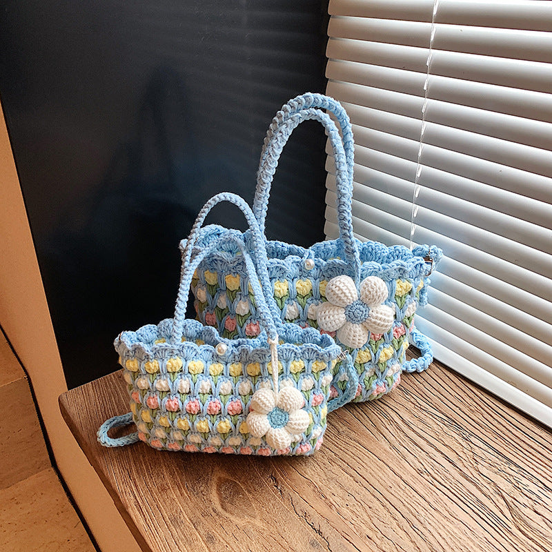 Women's Finished Tulip Hand-woven Sweet Hand Crocheted Summer High Bags