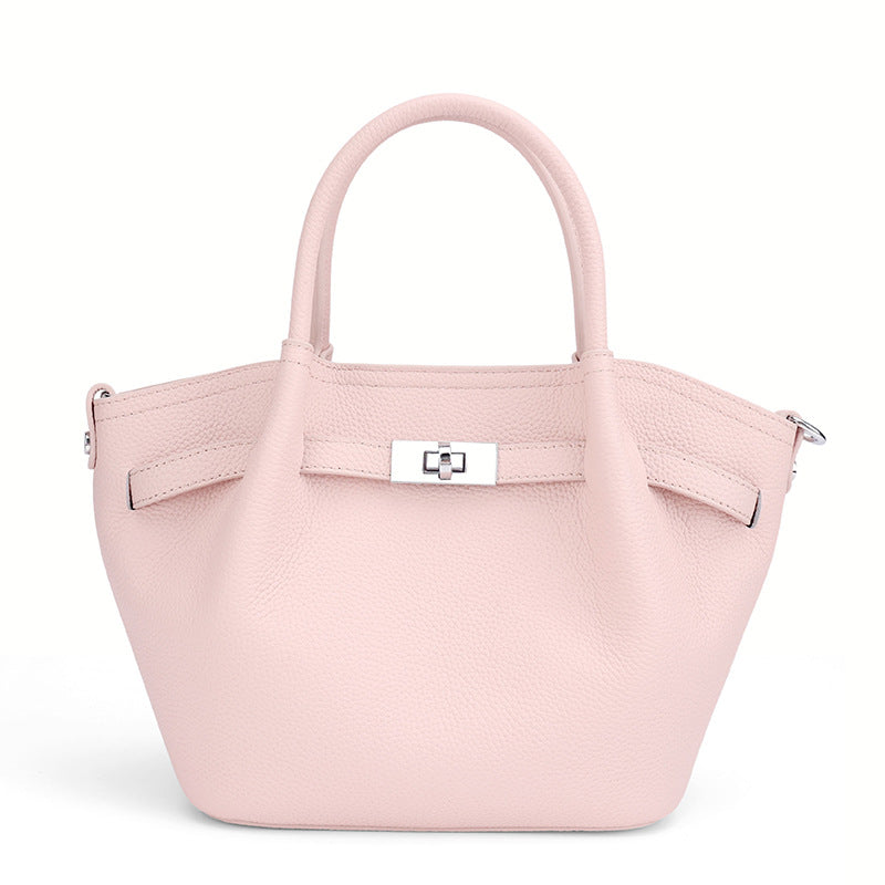 Women's Vegetable Basket Simple Commute Portable Genuine Leather Bags