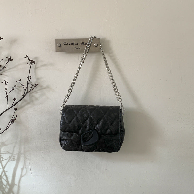 Women's Spring Simple Fashion Embroidery Line Chain Good-looking Small Square Bags