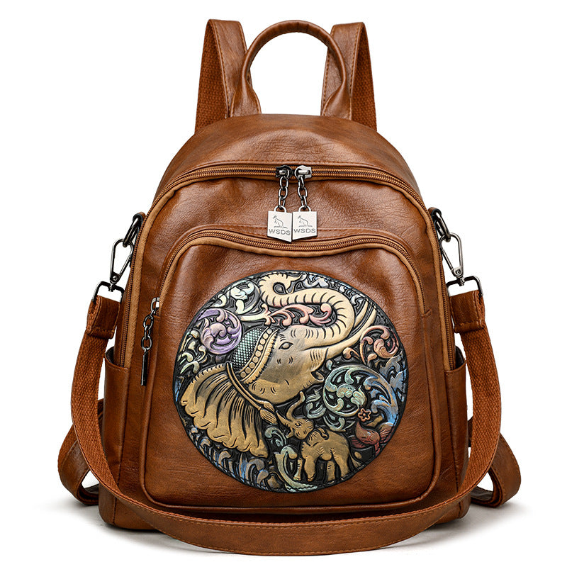 Popular Women's Leather Stylish Versatile Simple Women's Backpack