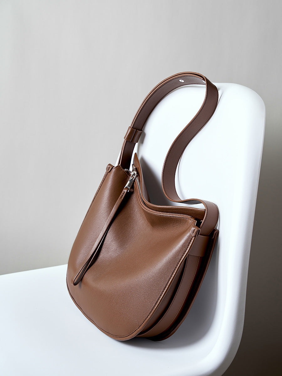 Style Minimalist Comfortable Soft Leather Cowhide Commuter Tote Bags