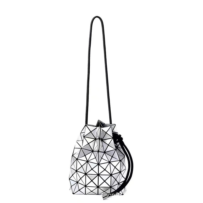 Women's House Drawstring Geometric Cutting Piece Type Large Bucket Bag