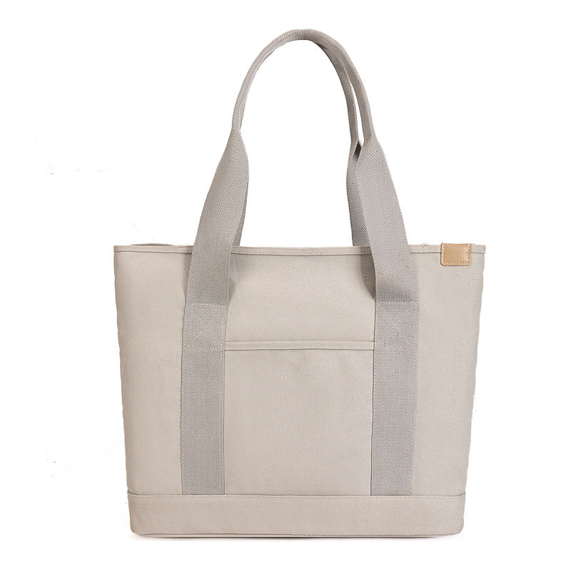 Book Holding Canvas Female Large Capacity Commuter Simple Solid Tote Bag
