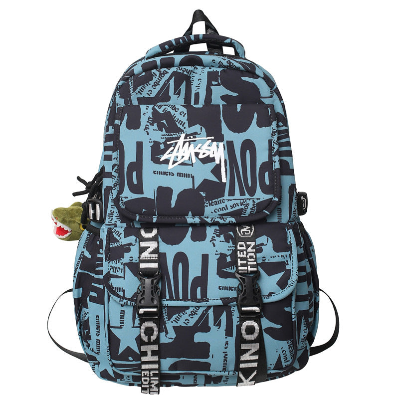 Women's & Men's Letter Large Capacity Junior Campus Trendy Cool Street Leisure Backpack