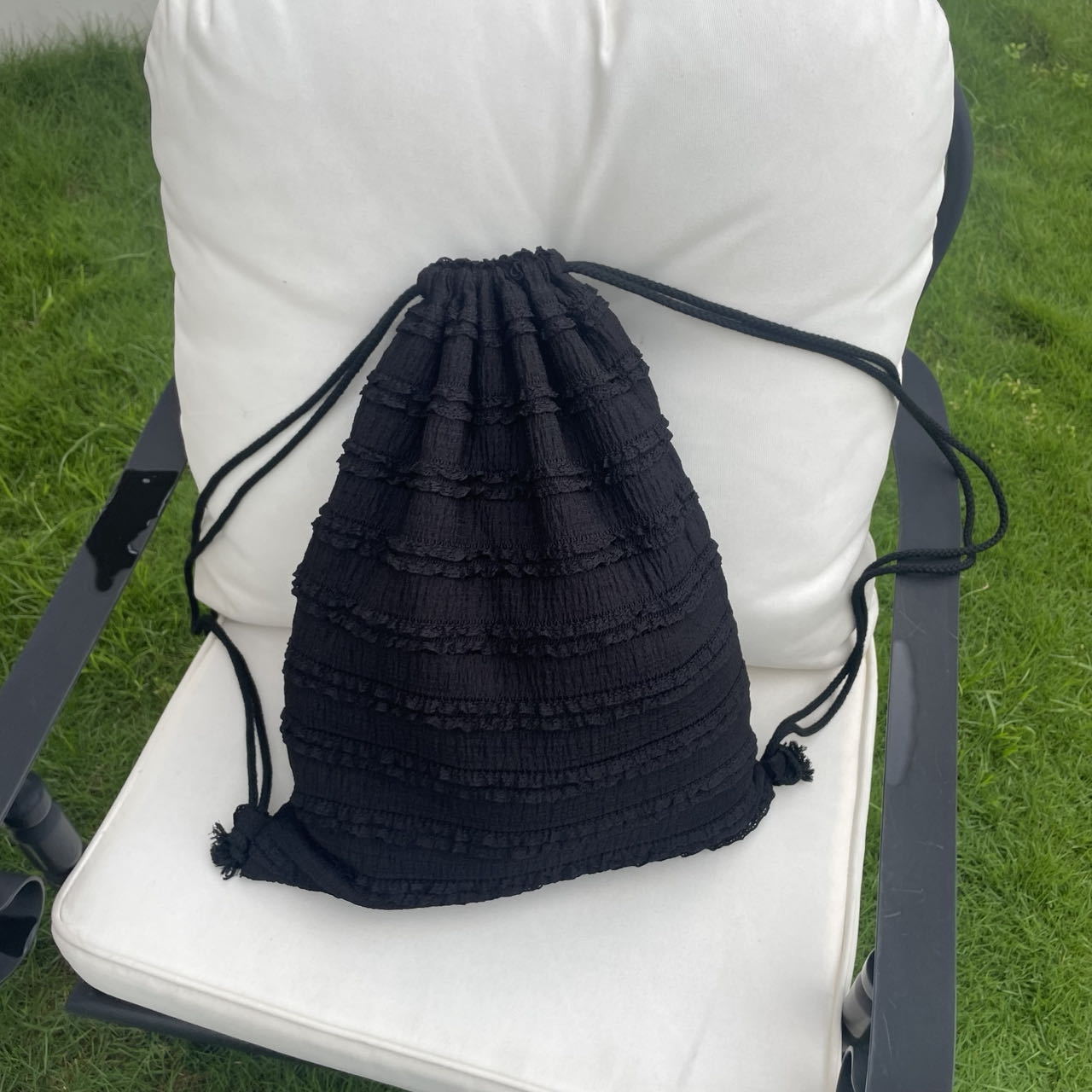 Wooden Ear Striped Simple Fashion Drawstring Women's Backpack
