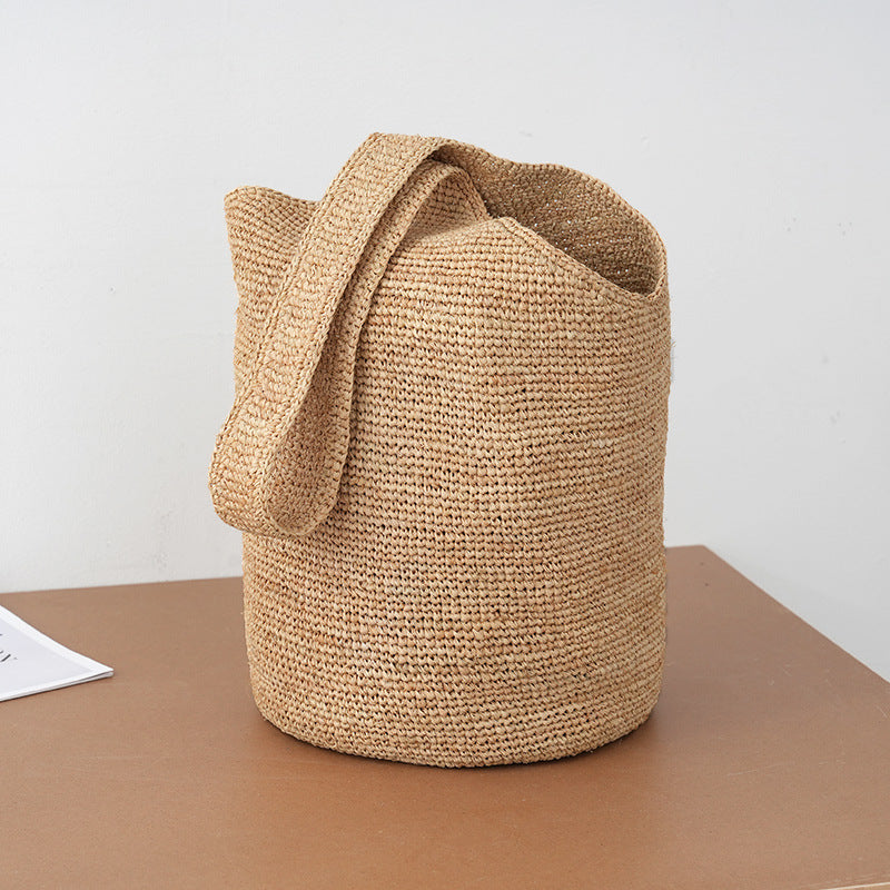 Raffia Handmade Woven Style Vacation Beach Wear Bucket Bags