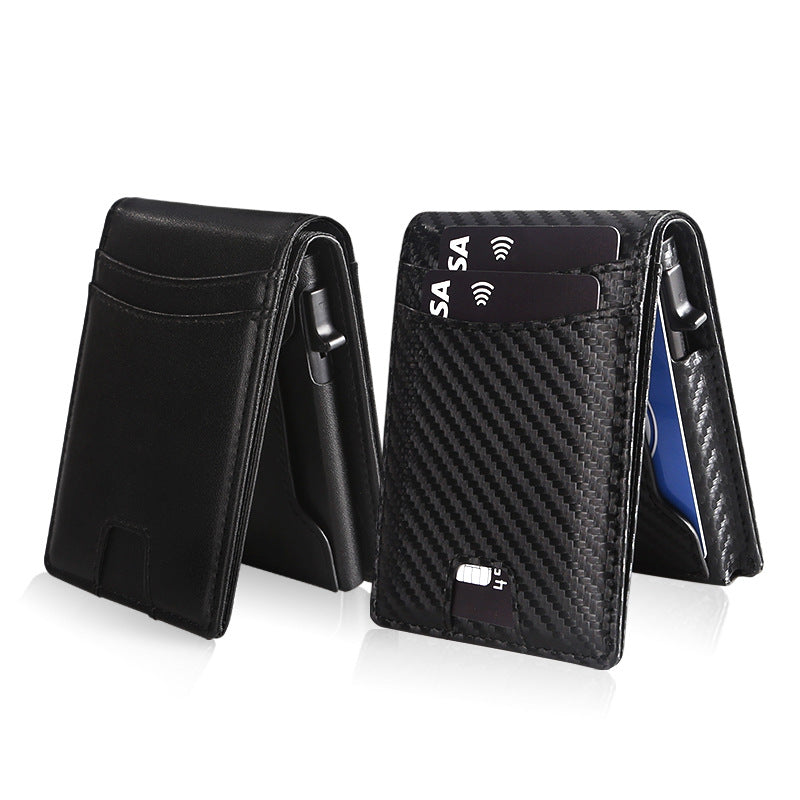 Men's Carbon Fiber Thin Automatic Pop-up Aluminum Card Pack Card Sleeve