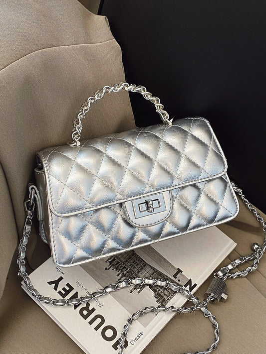 Trendy Classic Style Chain Advanced Texture Diamond Pattern Women's Shoulder Bag