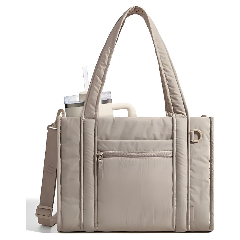 Women's Cotton Filling Fluffy Quilted With Zipper Handbags