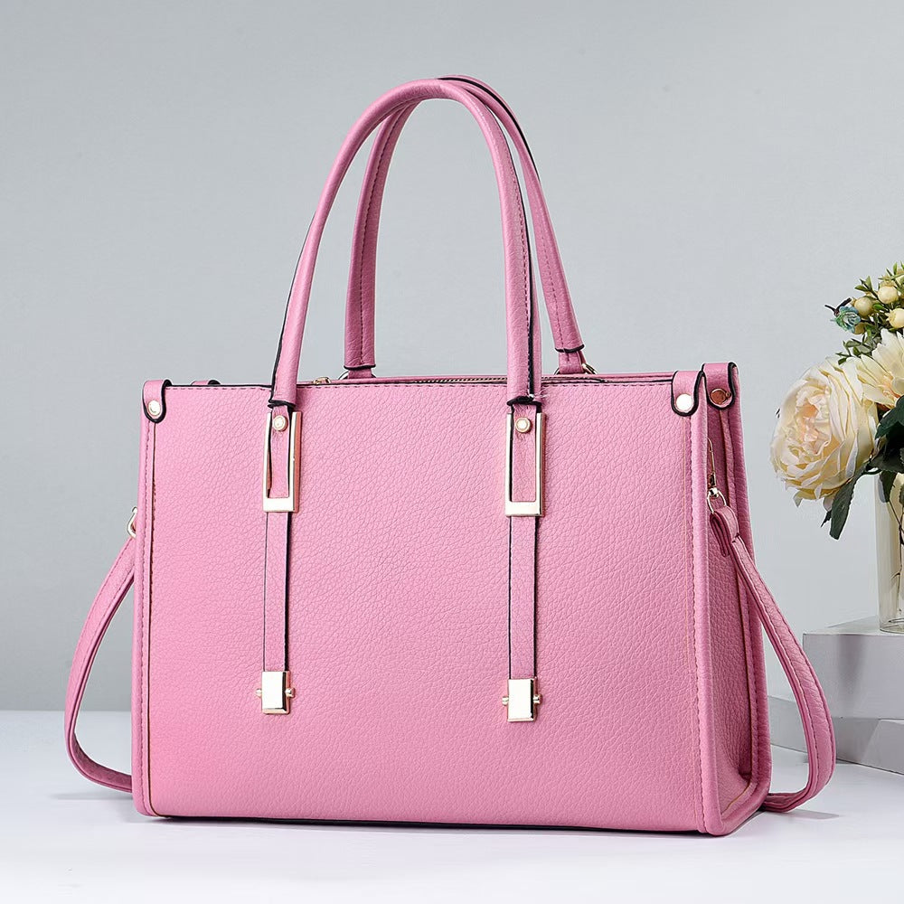 Women's Color High Quality Large Capacity Textured Portable Simplicity Tote Bag