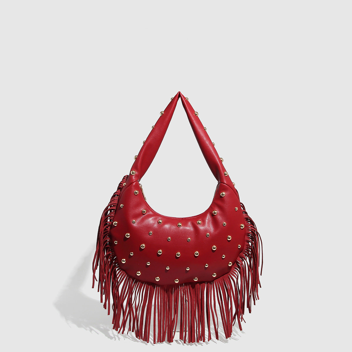 Women's Trendy Retro Personalized Tassel Rivet Simple Women's Shoulder Bag