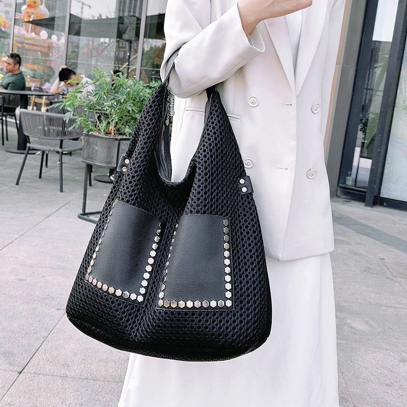 Personality Large Soft Surface Stitching Capacity Bags