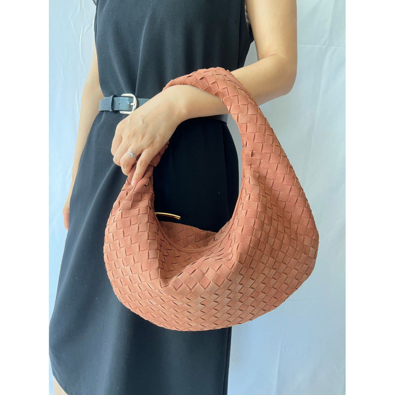 Large Frosted Woven Handmade Underarm Commute Shoulder Bags