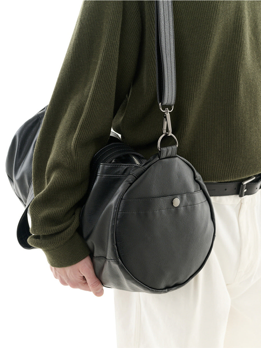 Fashion Trendy Soft Leather Large Capacity Leisure Gymnastic Valise Bucket Bags